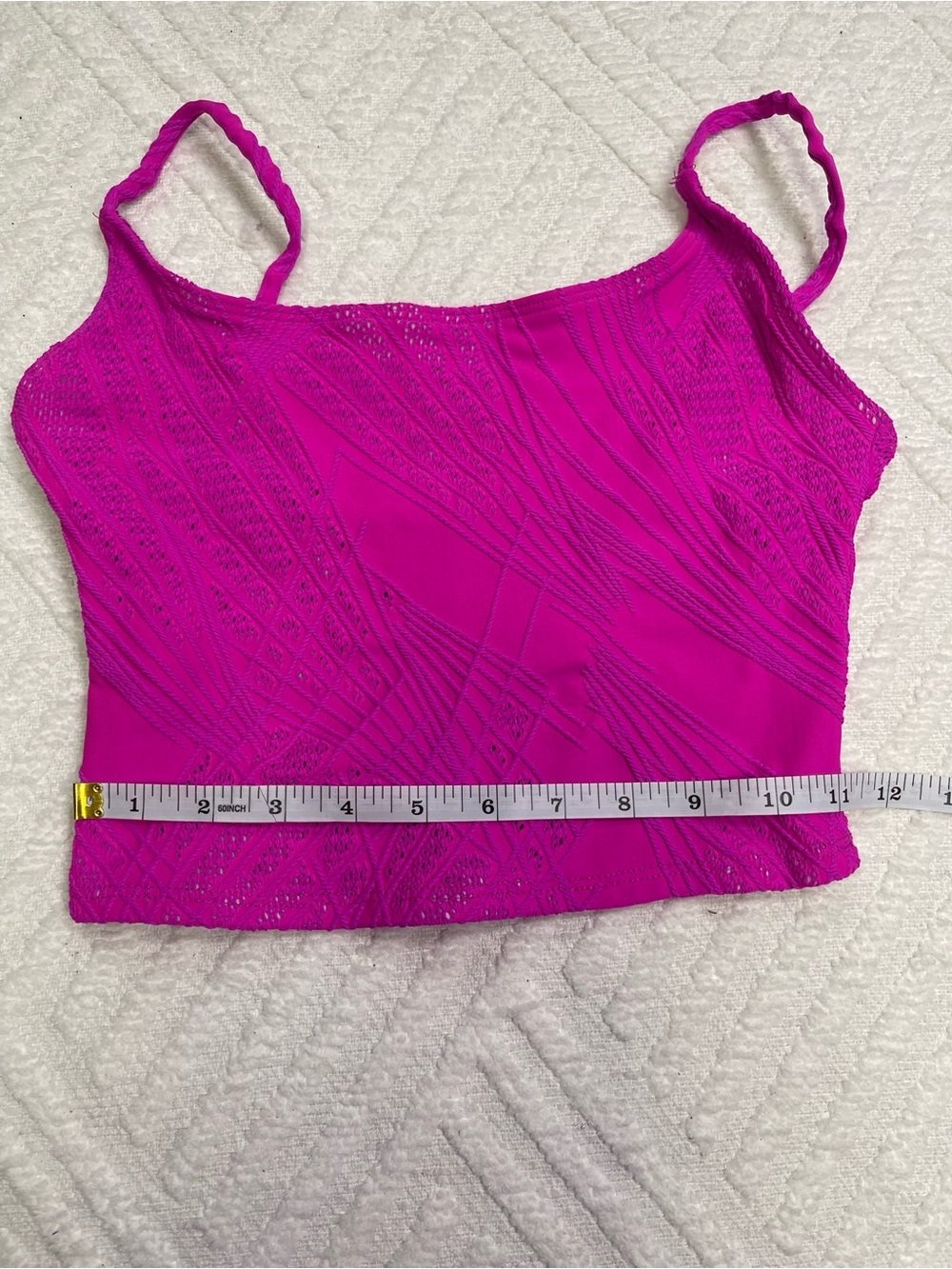 Onzie Dark Pink Swim Crop Top Textured Overlay Size M/L - Picture 7 of 8